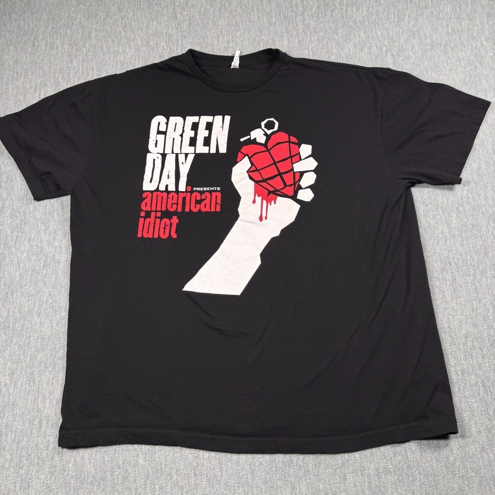 Smart Blanks T-Shirt Men 2XL Black Graphic Green Day American Idiot Band Tee